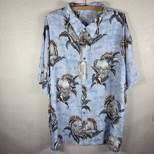 Batik Bay Shirt Mens 3XB Blue Big & Tall Hawaiian Rayon Short Sleeve Tropical